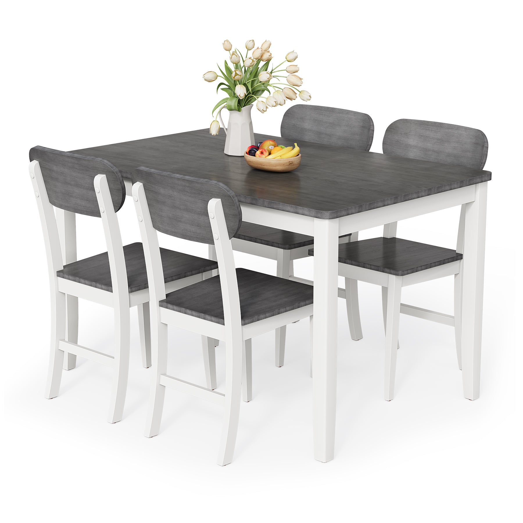 5-Piece Dining Table with Chairs Set for 4